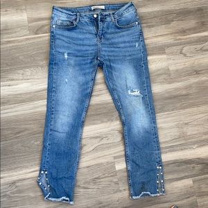 Zara Pearl Detail Jeans